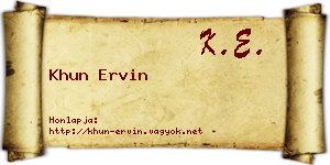 Khun Ervin névjegykártya